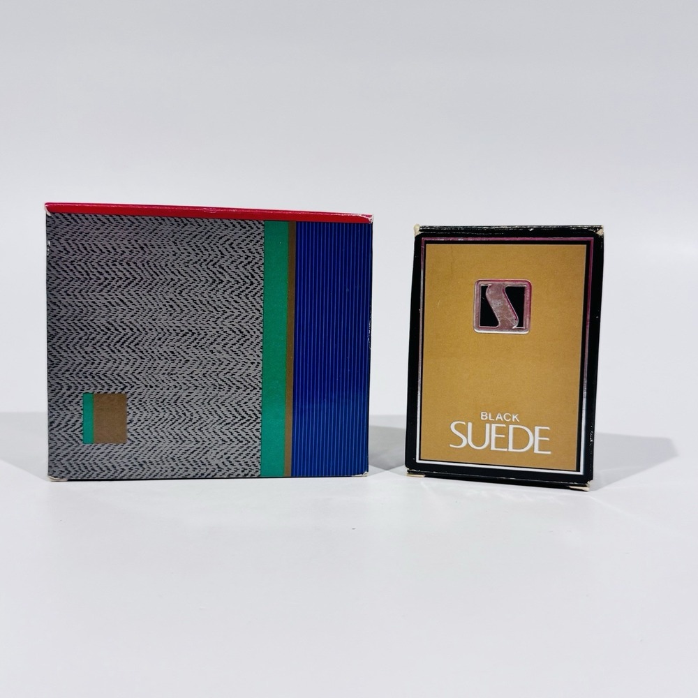 2pc Vintage Avon‎ Black Suede Mens  Grooming Gift Set & Gift Soap NEW